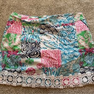 Vibrant Patchwork Skirt with Lace Detail